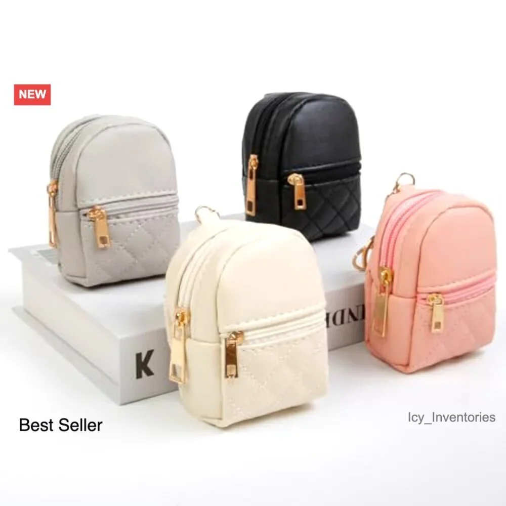 PU Leather Mini Backpack Keychain Cosmetic Bag Organizer